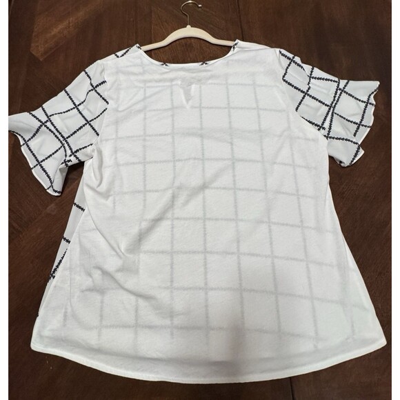 VAN HEUSEN Women’s Black and White Blouse Shirt Size L Short Sleeve - Picture 2 of 6